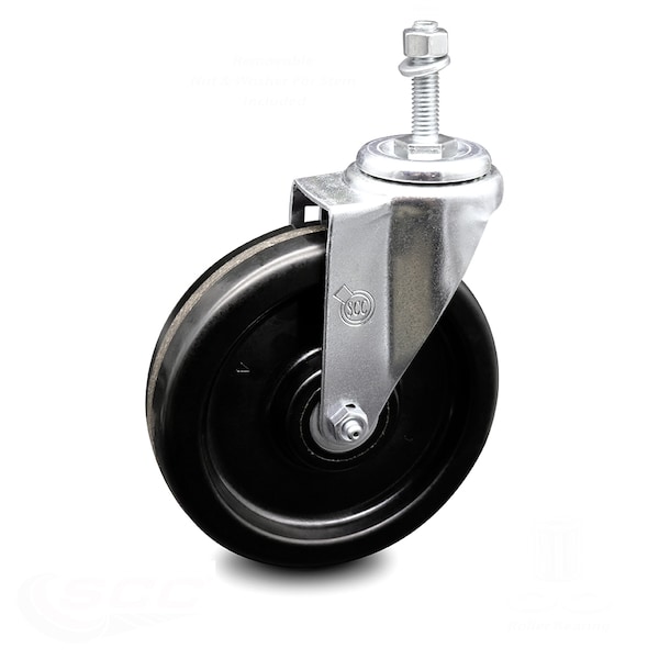 6 Inch Phenolic Wheel Swivel 10mm Threaded Stem Caster